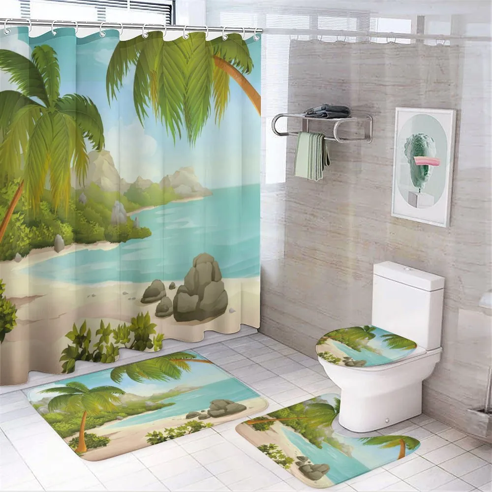 Palm Trees and Rocks — 4-Piece Bathroom Set preview