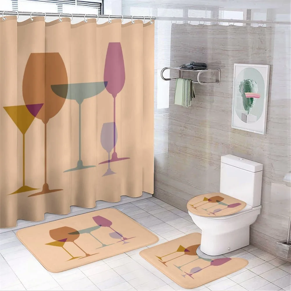 Wine Glasses Silhouette Art — 4-Piece Bathroom Set preview
