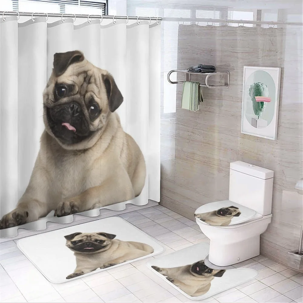 Young Puppy Lying on Floor — 4-Piece Bathroom Set preview