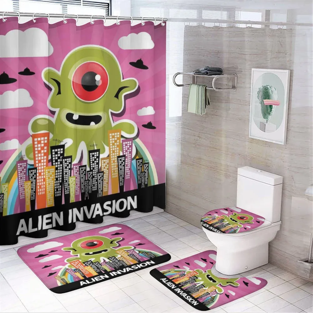 Cartoon Alien Invasion — 4-Piece Bathroom Set preview