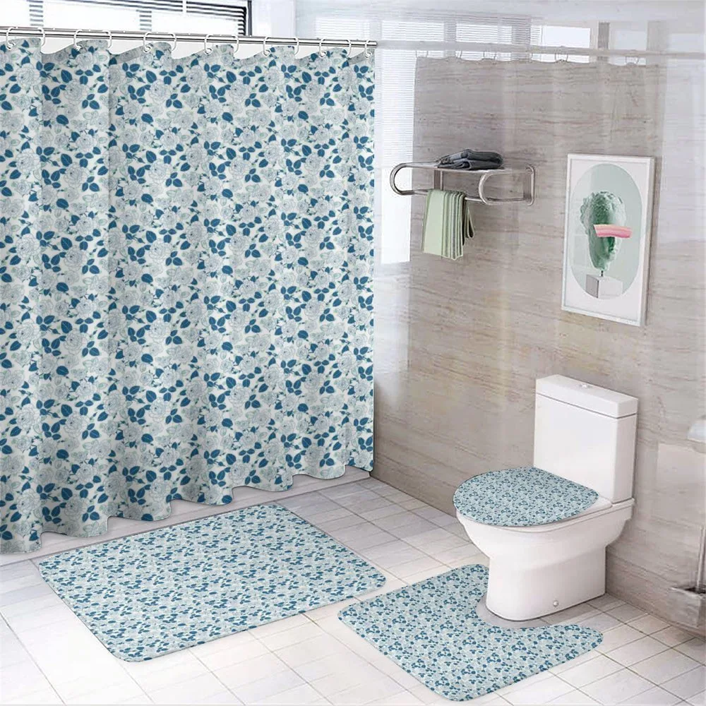 Modern Roses on Polka Dots — 4-Piece Bathroom Set preview