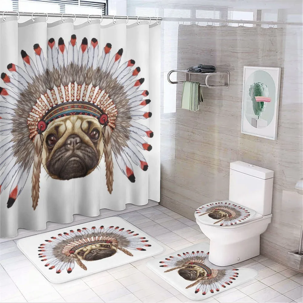 Native Style Bonnet Dog — 4-Piece Bathroom Set preview