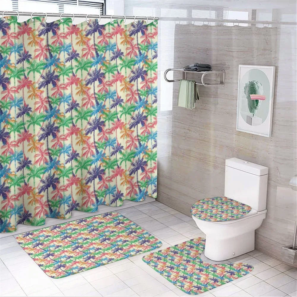 Vibrant Tropic Palm Trees — 4-Piece Bathroom Set preview