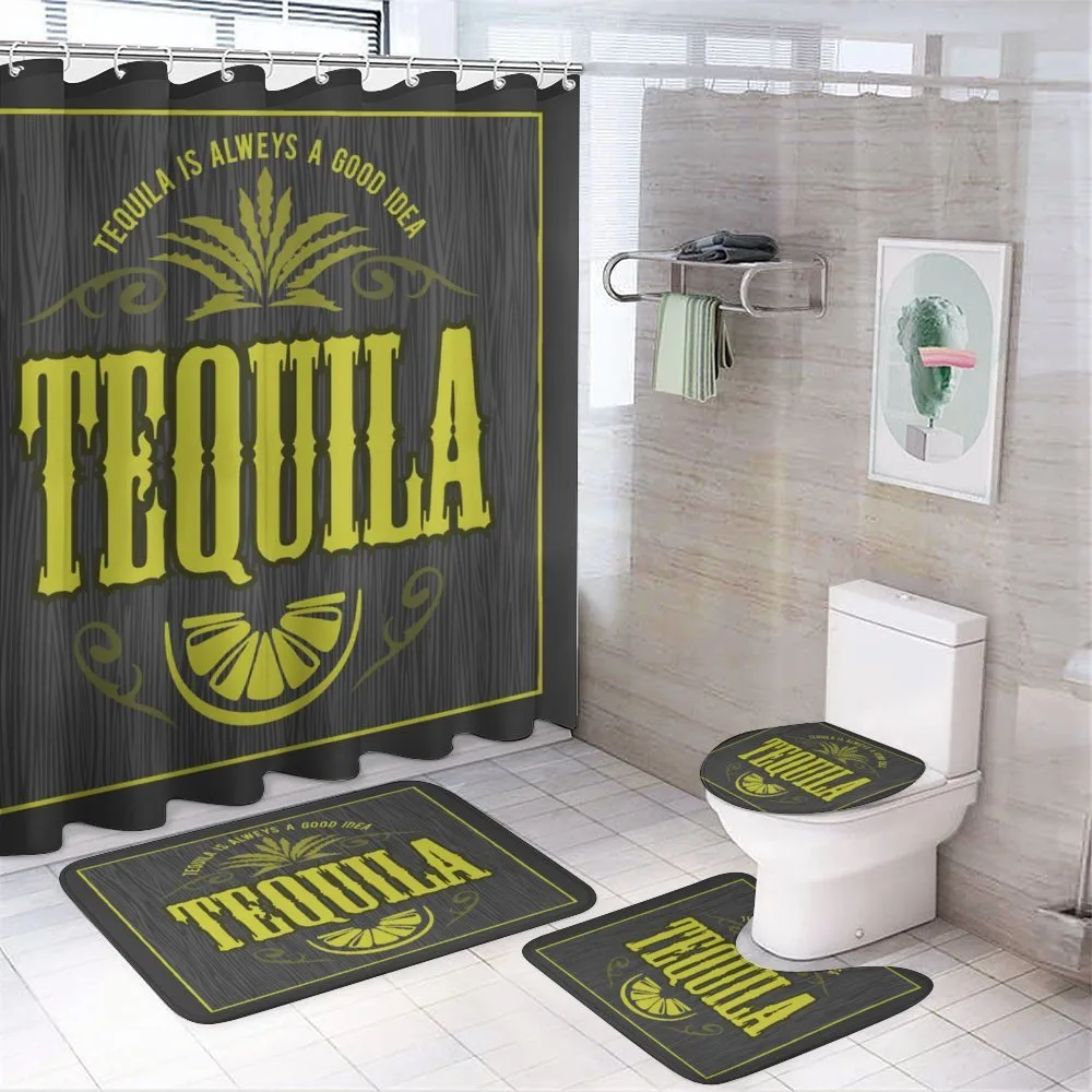 Vintage Alcohol Themed Text — 4-Piece Bathroom Set preview