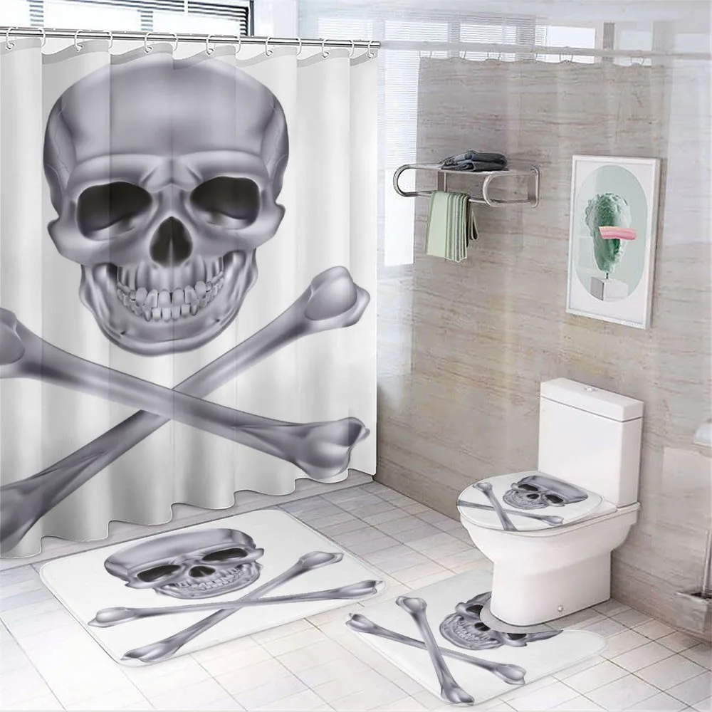 Vivid Skull Crossbones — 4-Piece Bathroom Set preview