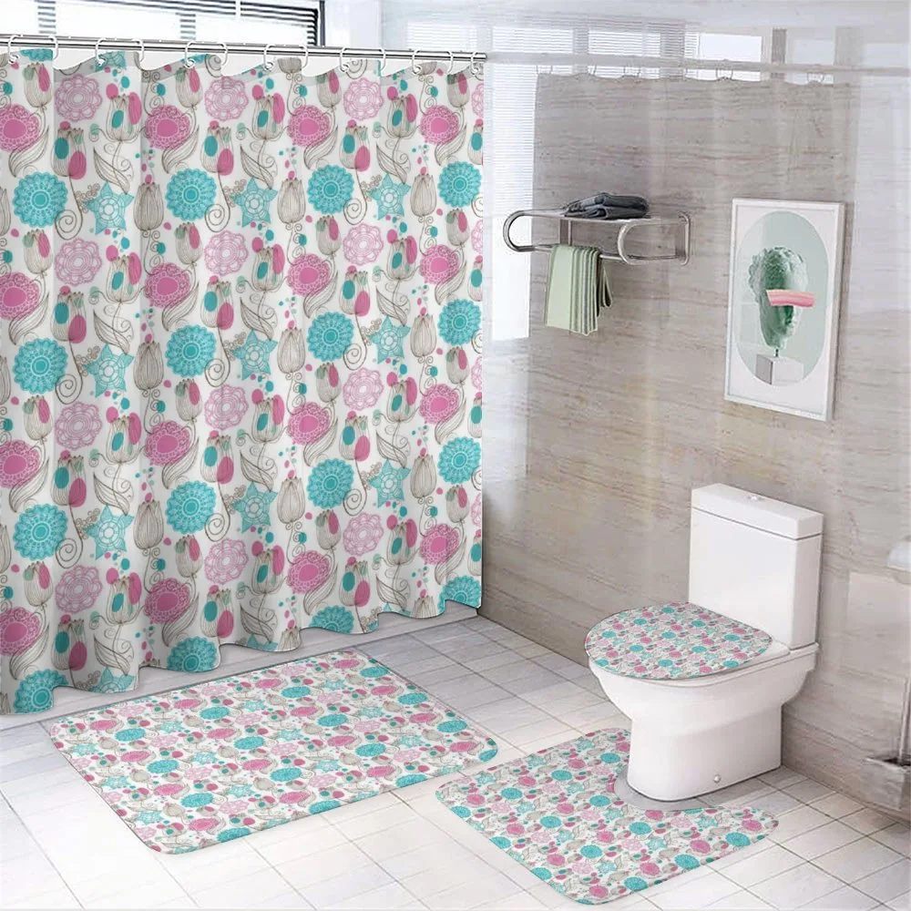 Doodle Dotted Backdrop — 4-Piece Bathroom Set preview