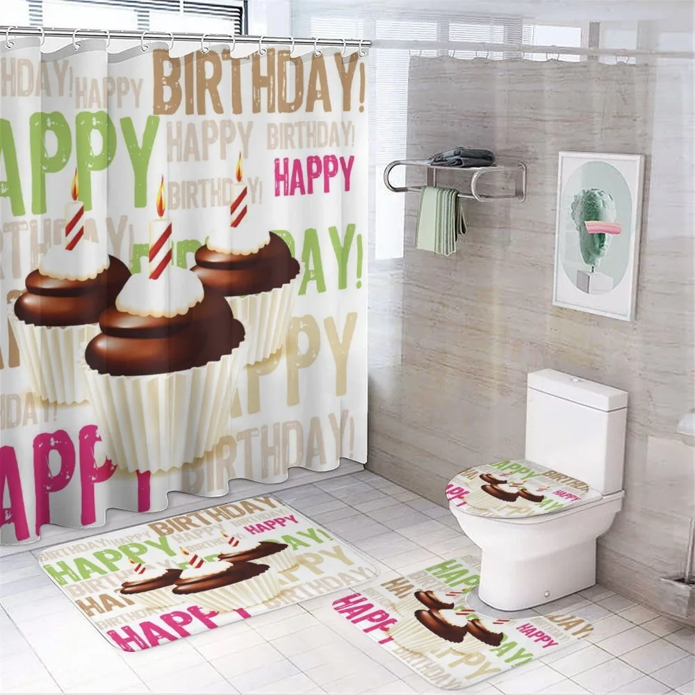 Grunge Typo Cupcakes — 4-Piece Bathroom Set preview