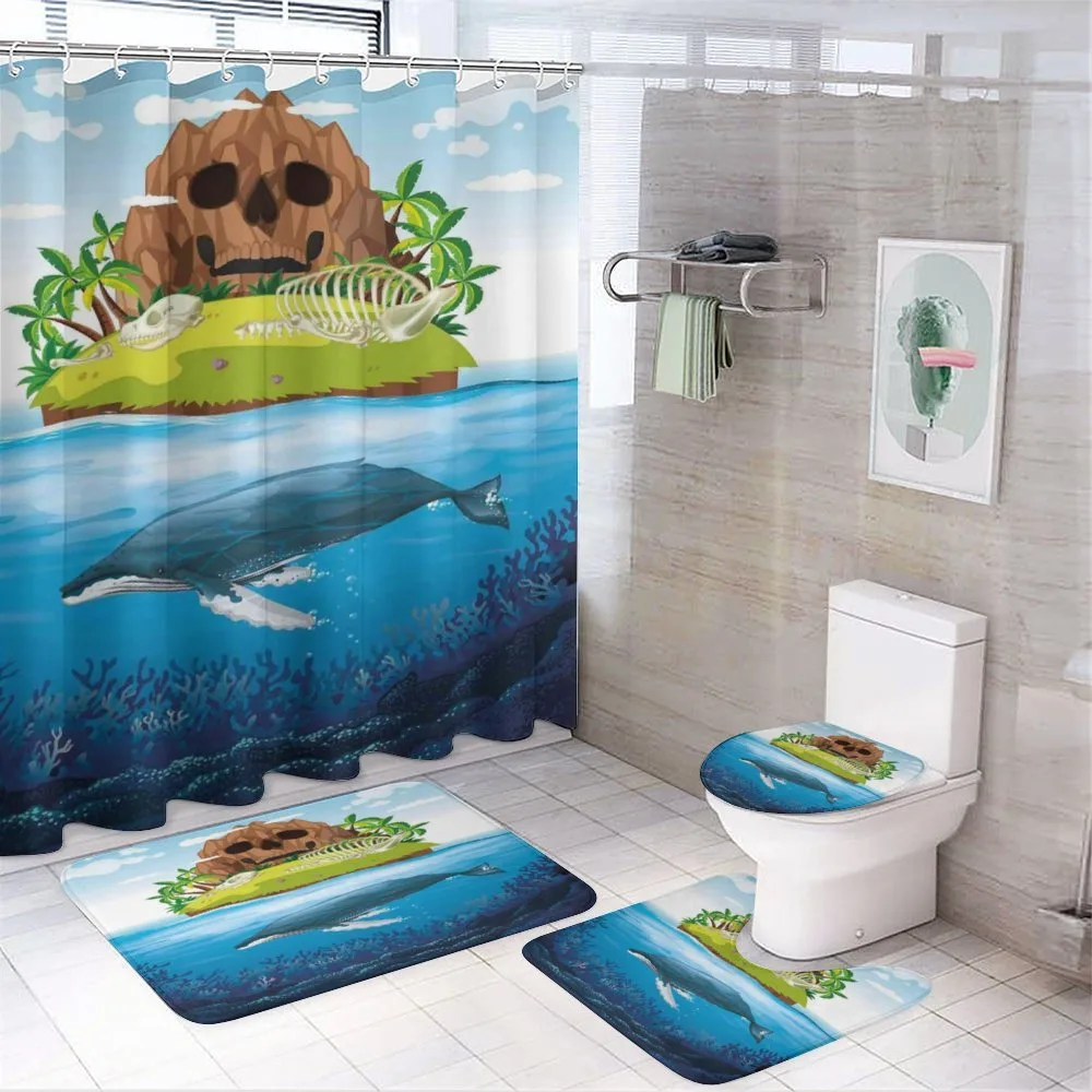 Hand Drawn Ocean Rainbow — 4-Piece Bathroom Set preview