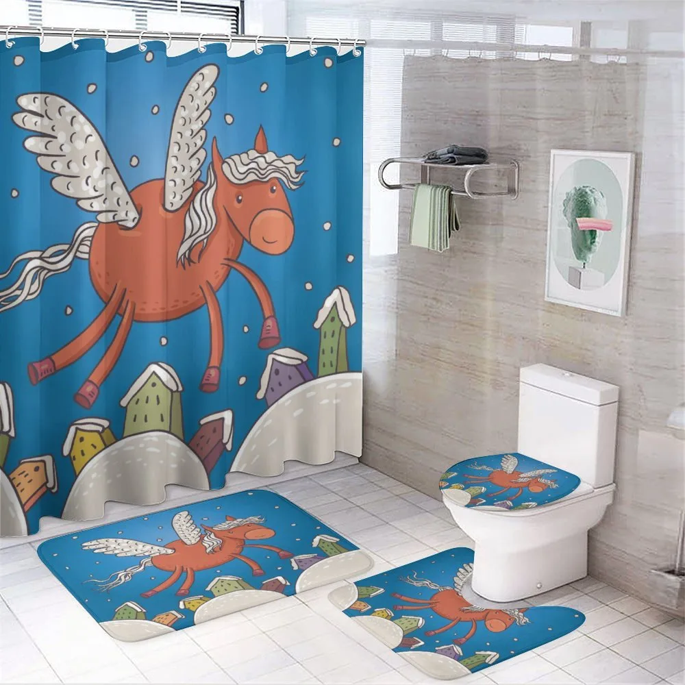 Horse Wings on Building — 4-Piece Bathroom Set preview
