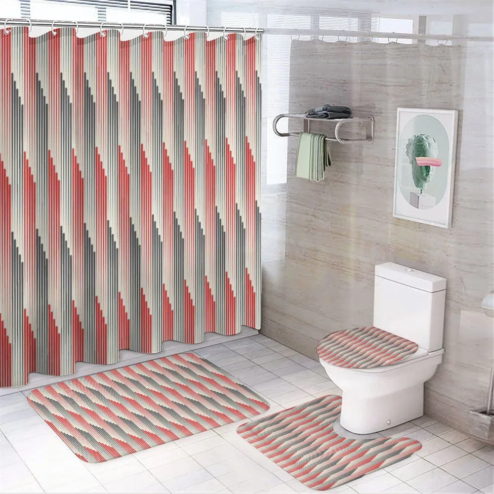 Retro Bicolor Striped — 4-Piece Bathroom Set preview
