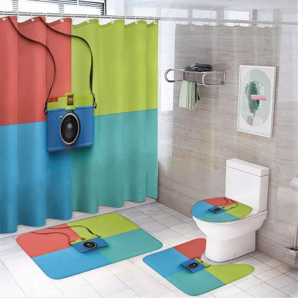 Retro Camera Hipster — 4-Piece Bathroom Set preview