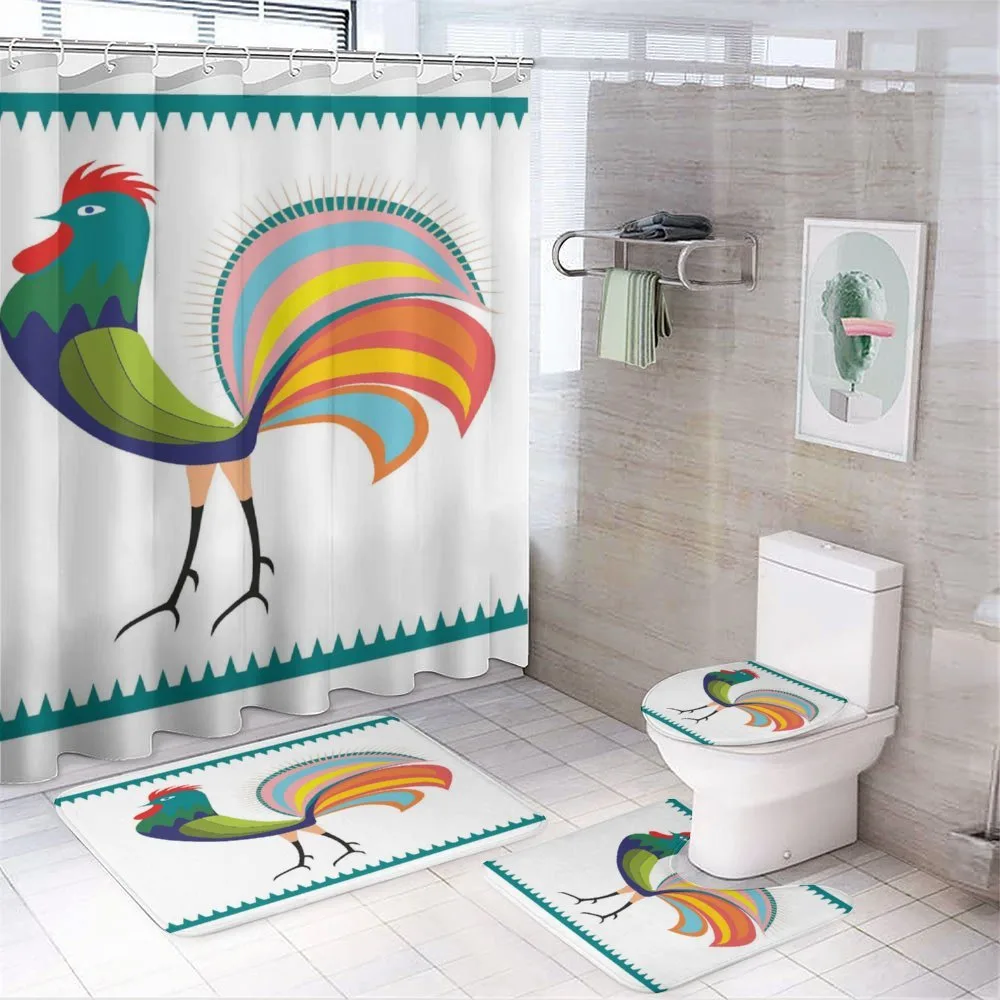 Vivid Polish Rooster Motif 4-Piece Bathroom Set product video