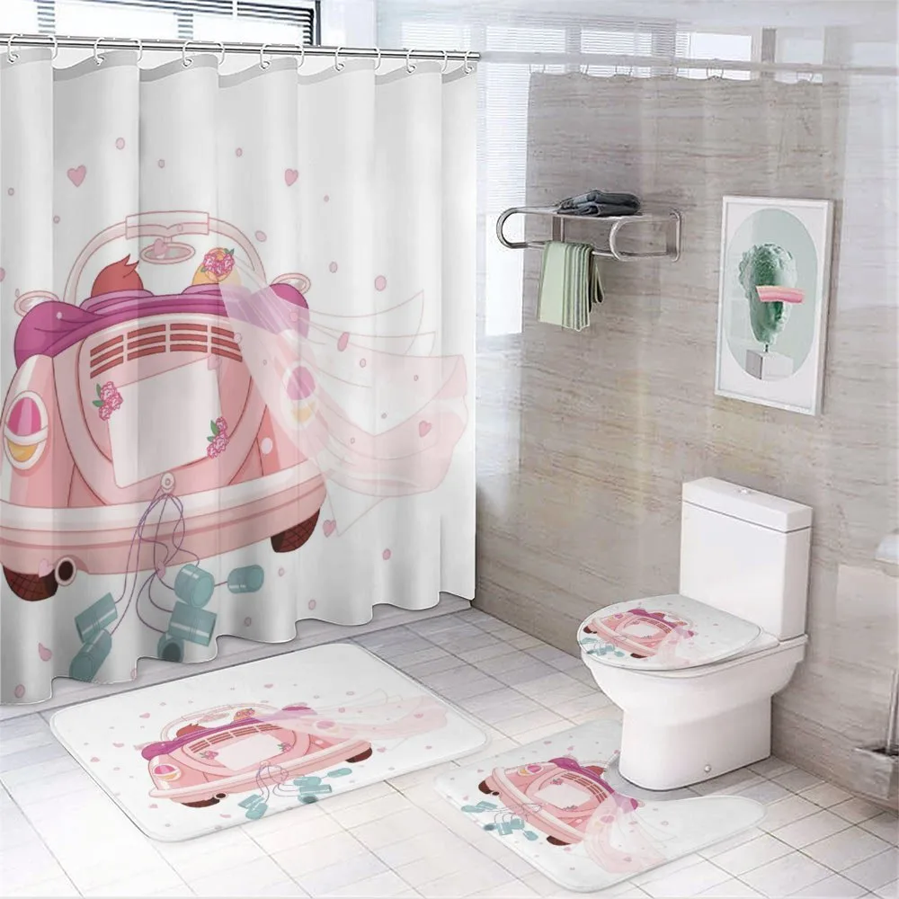 Bride Groom Hearts Cans — 4-Piece Bathroom Set preview