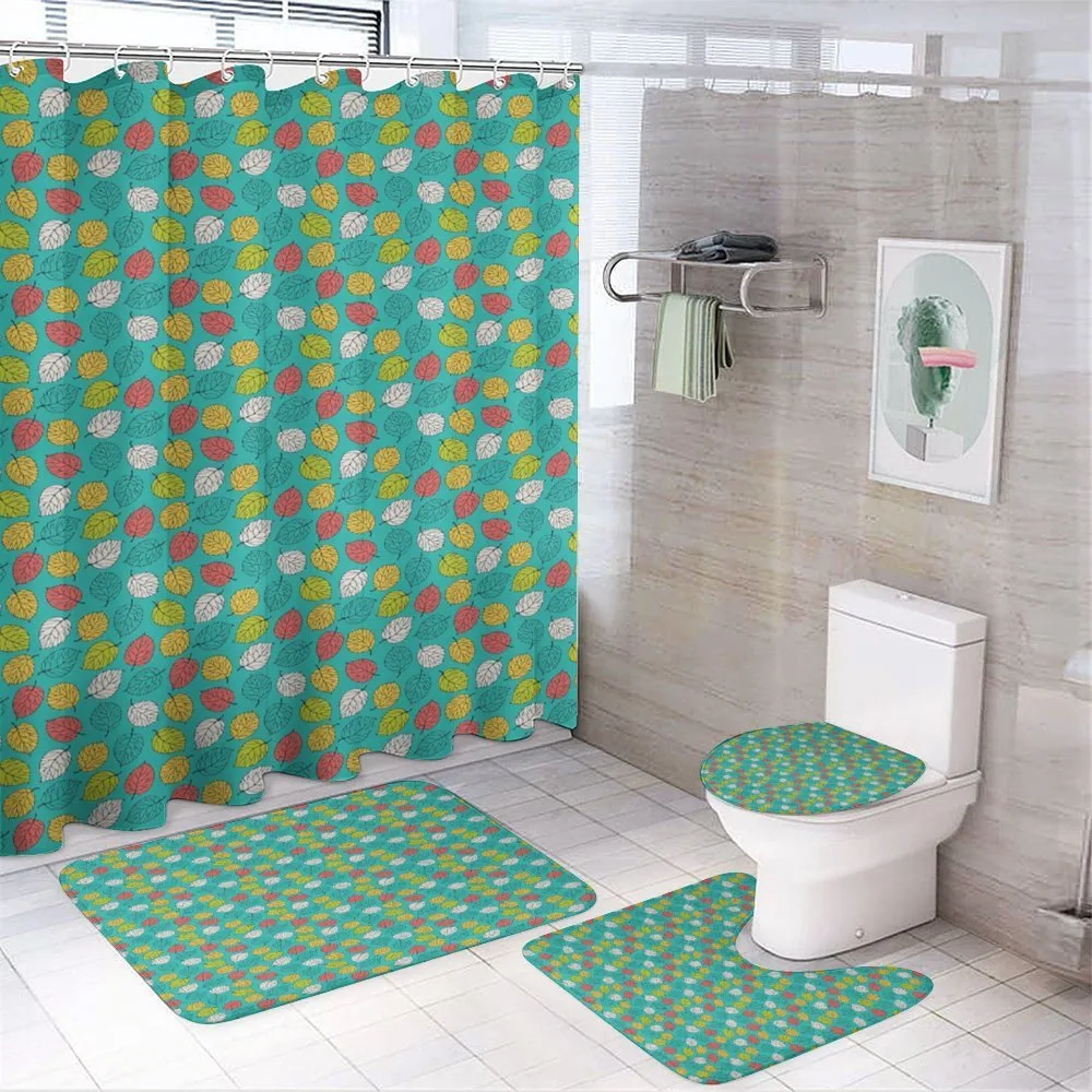 Colorful Abstract Leaves Art — 4-Piece Bathroom Set preview