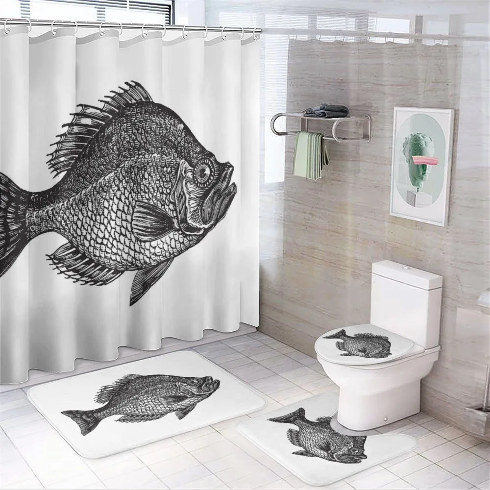 Rock Bass Black and White — 4-Piece Bathroom Set preview