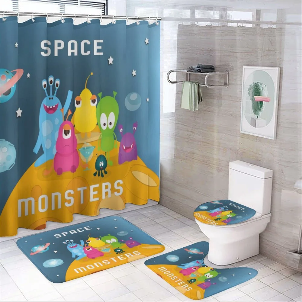 Space Monsters Calligraphy — 4-Piece Bathroom Set preview