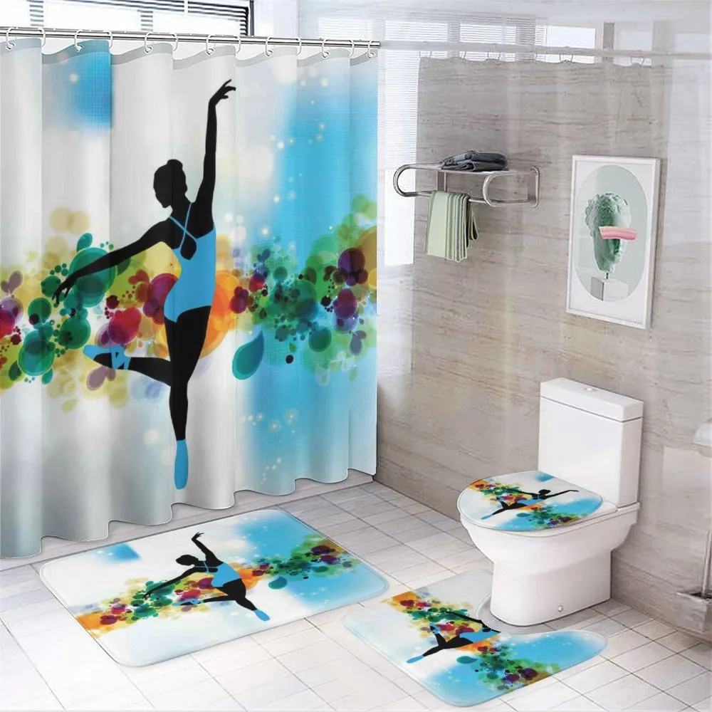 Dancer on Abstract Backdrop 4-Piece Bathroom Set product video