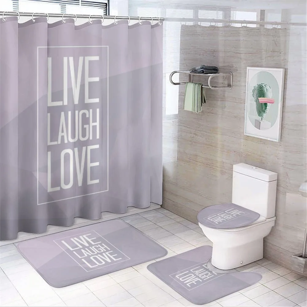 Greyscale Words — 4-Piece Bathroom Set preview