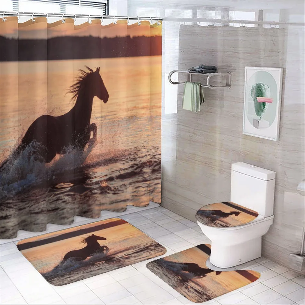 Horse Sea at Sunset — 4-Piece Bathroom Set preview