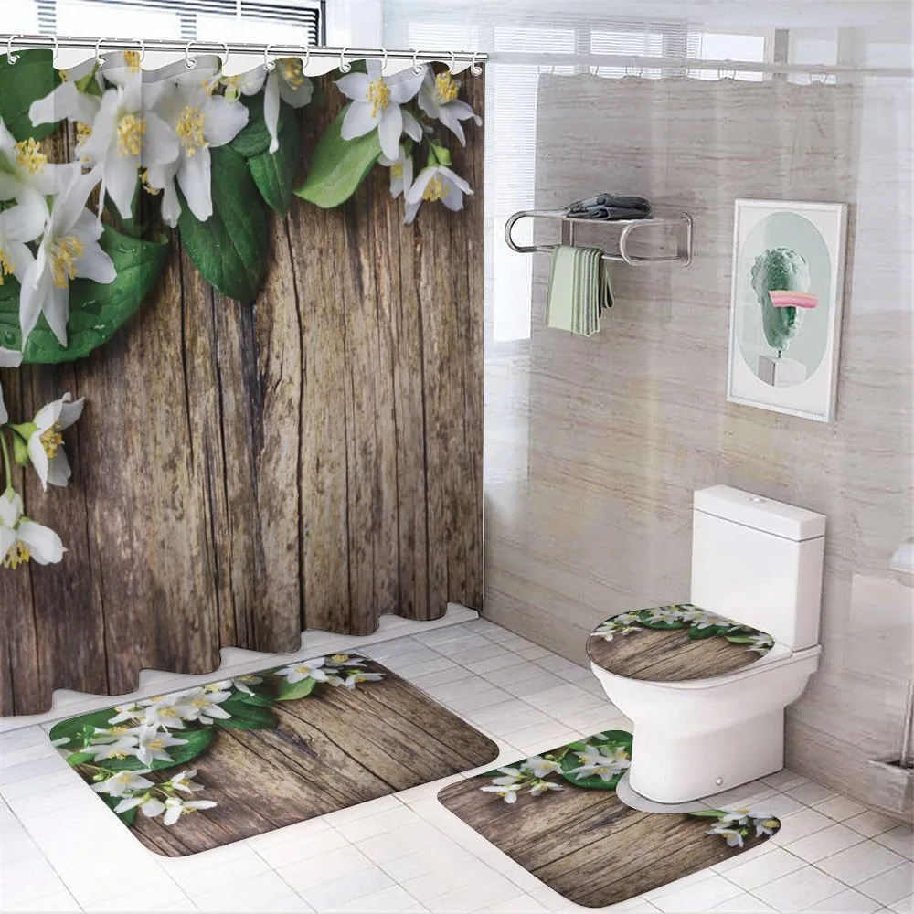 Jasmine Flower Retro — 4-Piece Bathroom Set preview