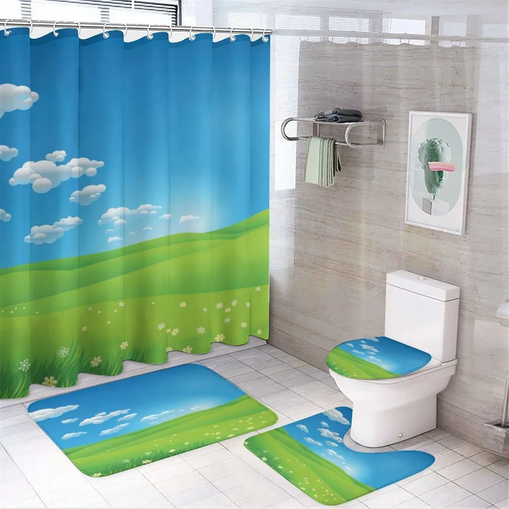 Cartoon Valley Scene — 4-Piece Bathroom Set preview