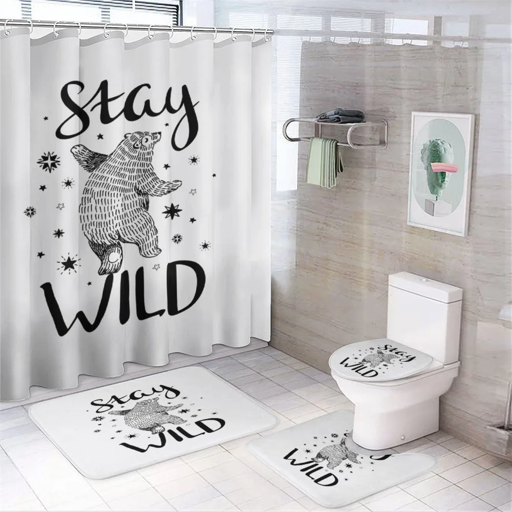 Dancing Bear and Words — 4-Piece Bathroom Set preview