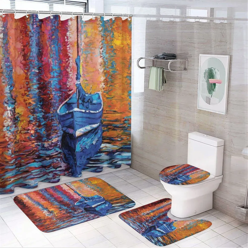 Dark Sea Fishing Boat — 4-Piece Bathroom Set preview