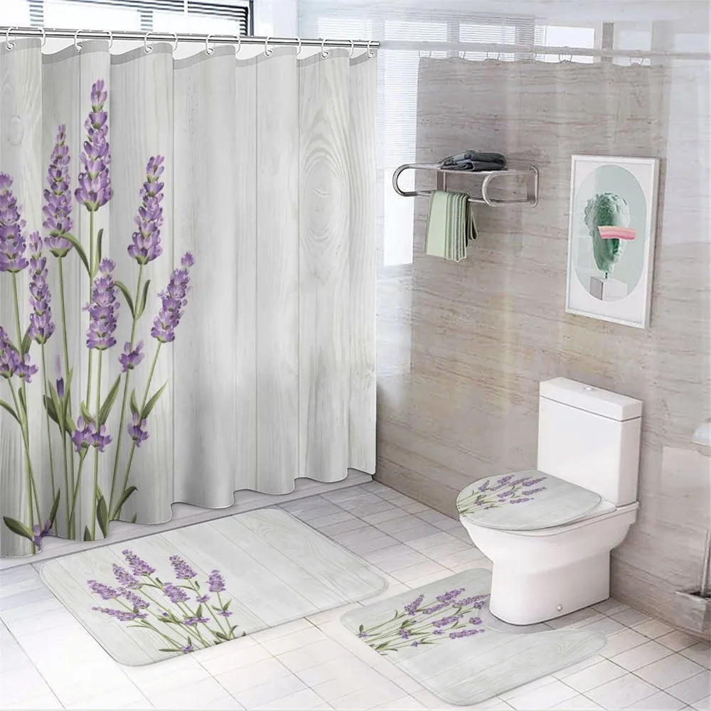 Herbal Bouquet on Wood — 4-Piece Bathroom Set preview