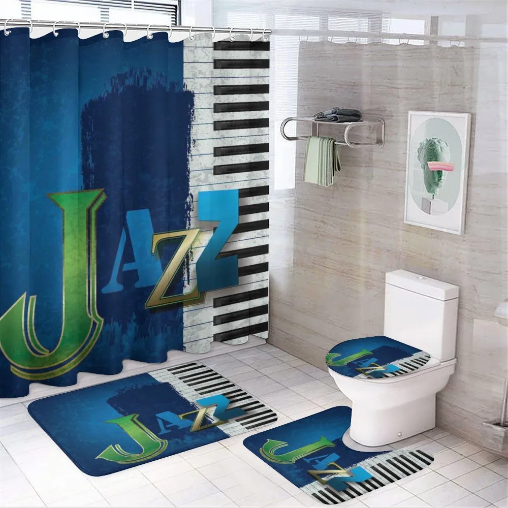 Jazz Music Keys Guitar — 4-Piece Bathroom Set preview