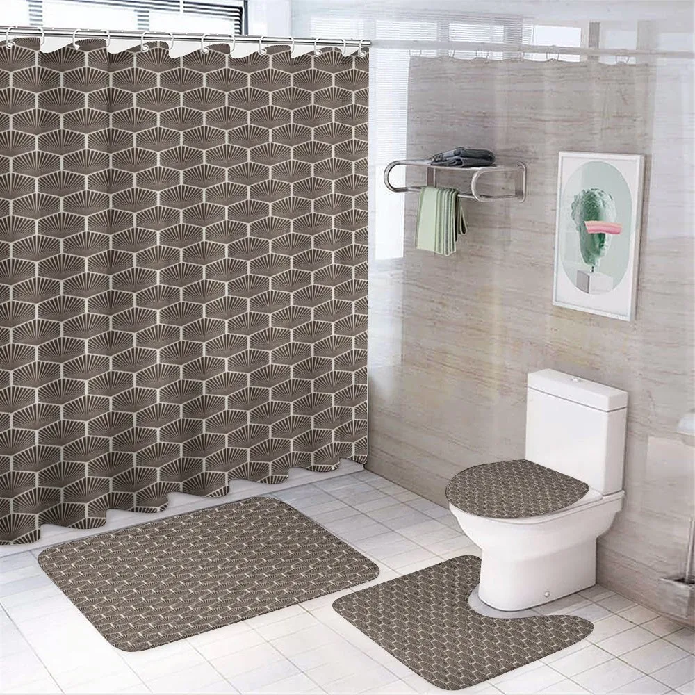 Stripped Hexagons — 4-Piece Bathroom Set preview