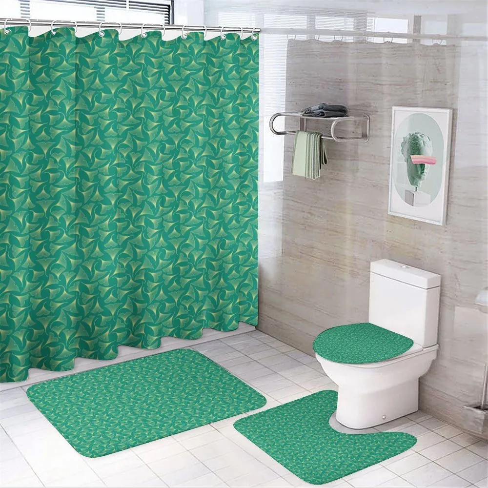 Biloba Leaves on Teal Shade — 4-Piece Bathroom Set preview