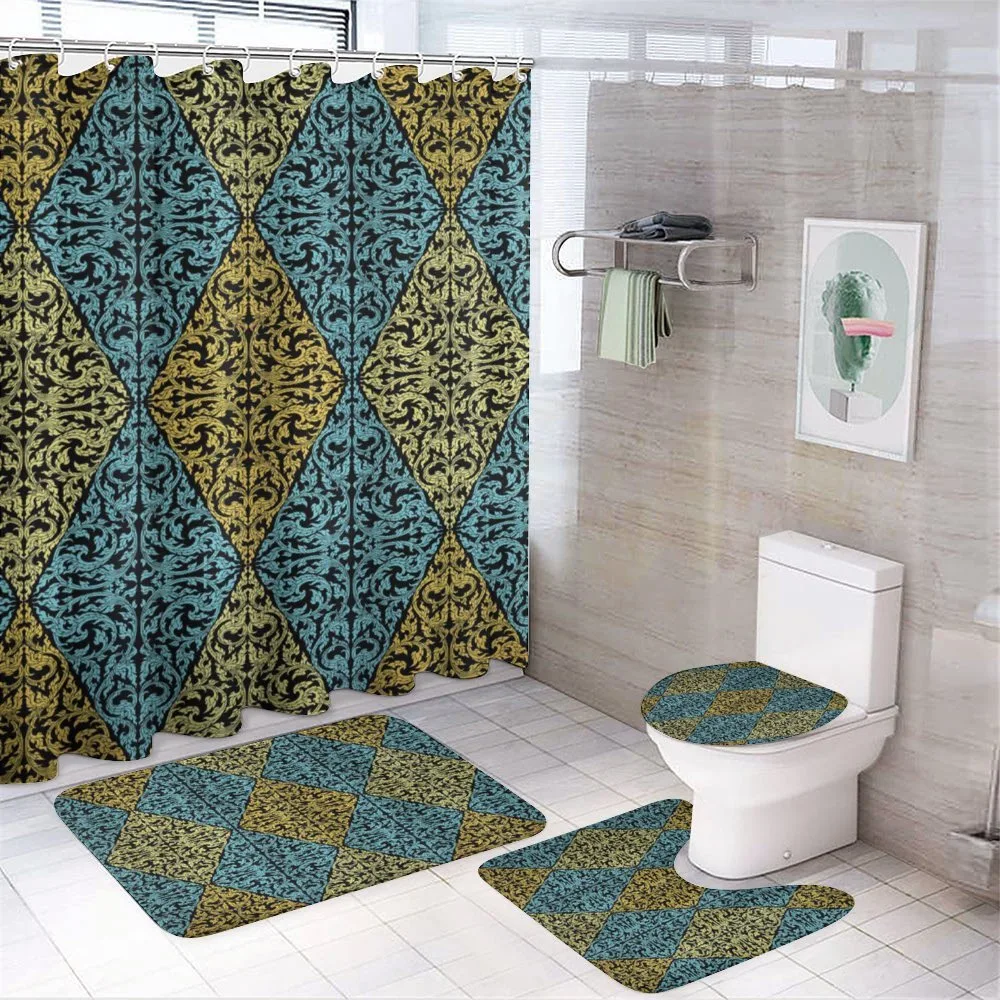 Curlicue Rococo Ornament Rhombs — 4-Piece Bathroom Set preview