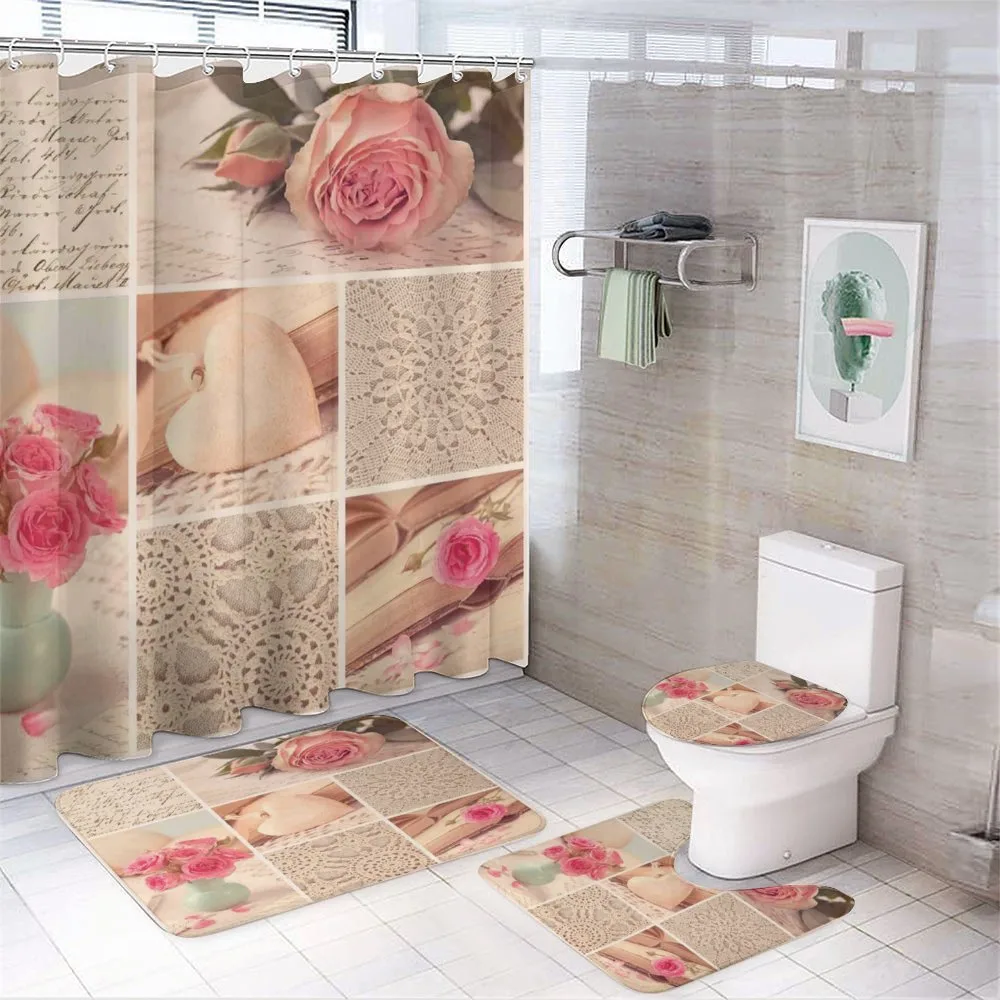 Old Roses Lace Flowers — 4-Piece Bathroom Set preview