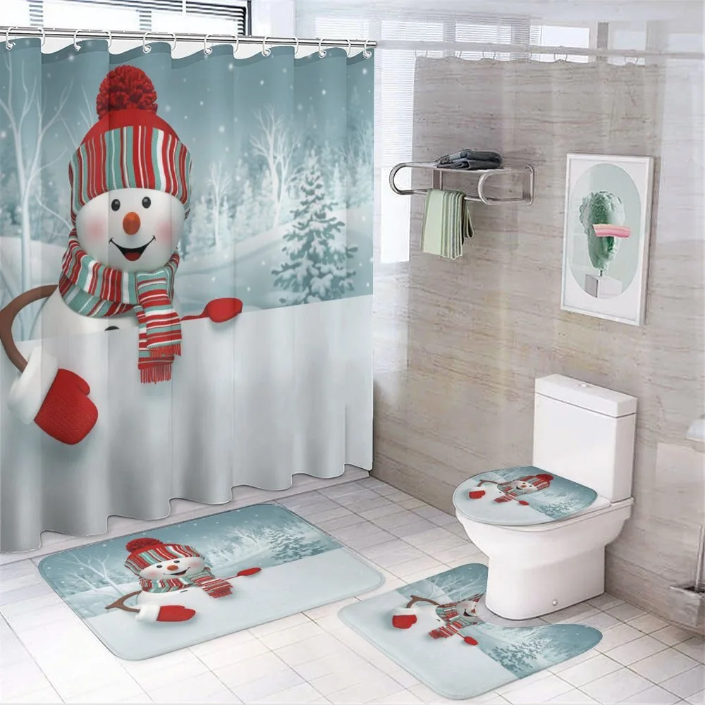 Smiling 3D Mascot Trees — 4-Piece Bathroom Set preview