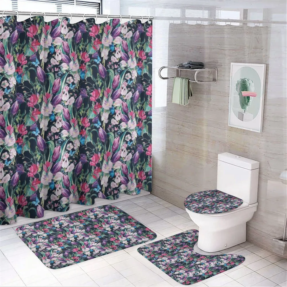 Watercolor Florish Garden Art — 4-Piece Bathroom Set preview