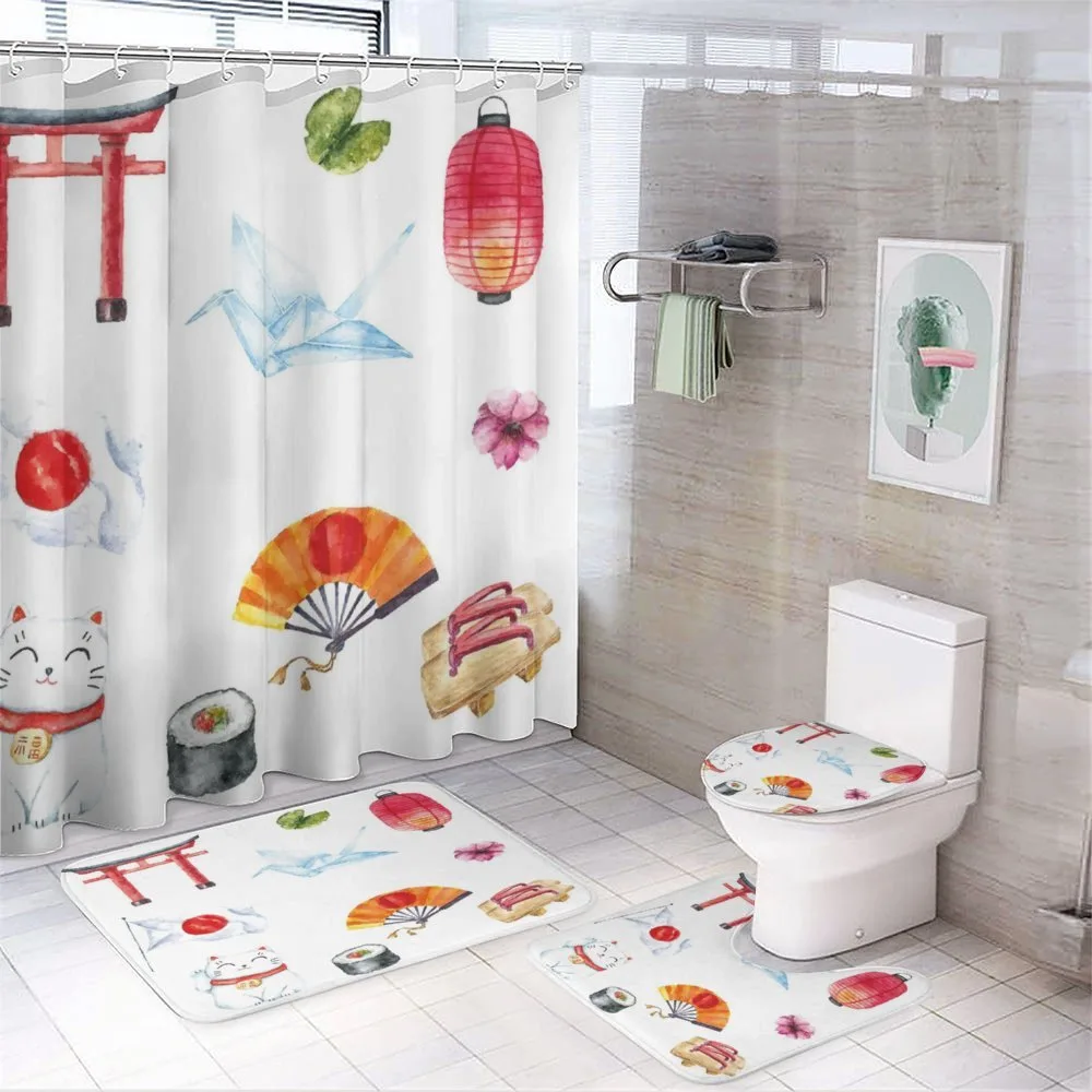 Watercolors Torii Gate — 4-Piece Bathroom Set preview