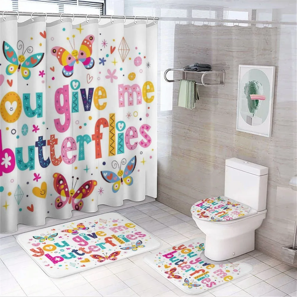 Words Hearts Cartoon 4-Piece Bathroom Set product video