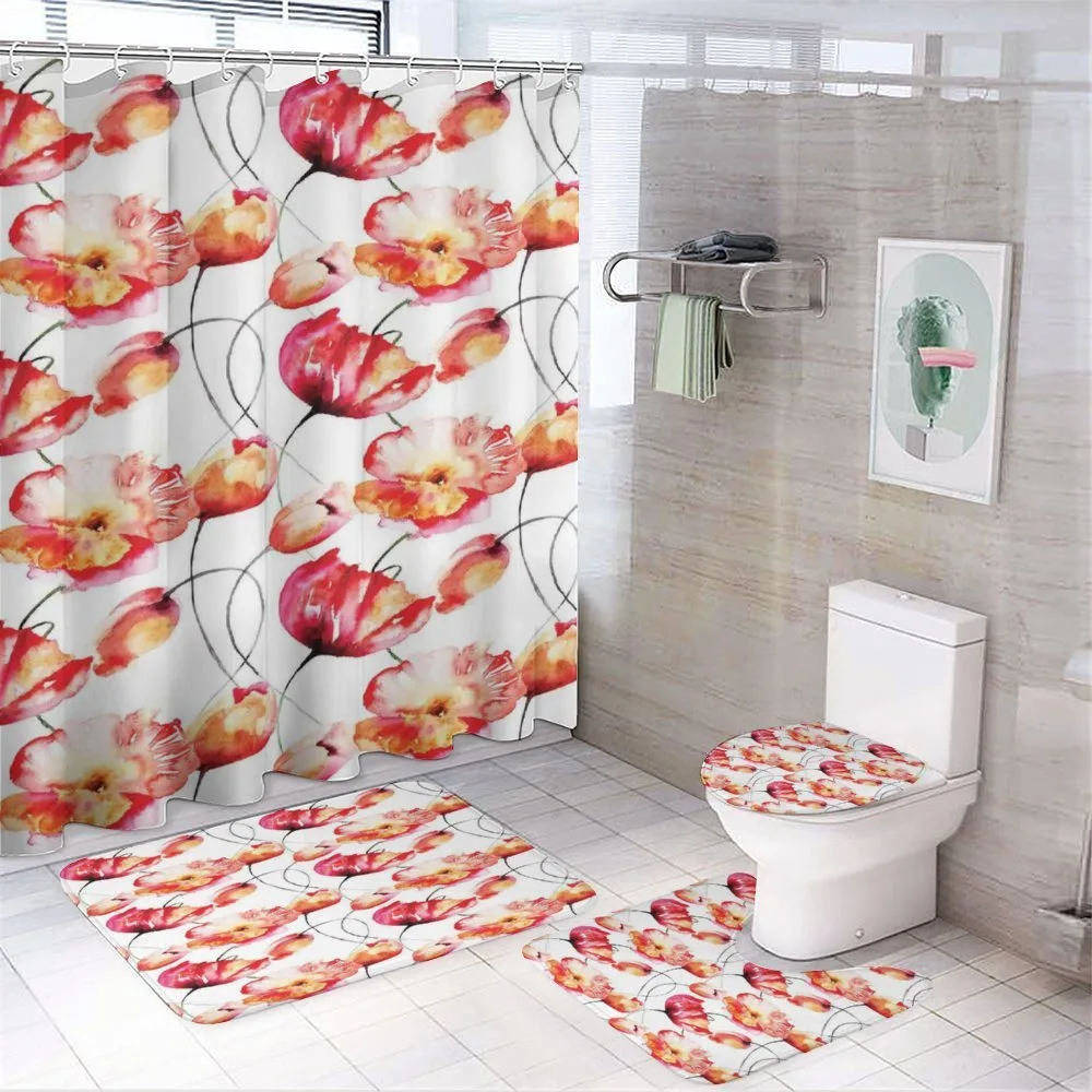 Poppy Tulip Flora 4-Piece Bathroom Set product video