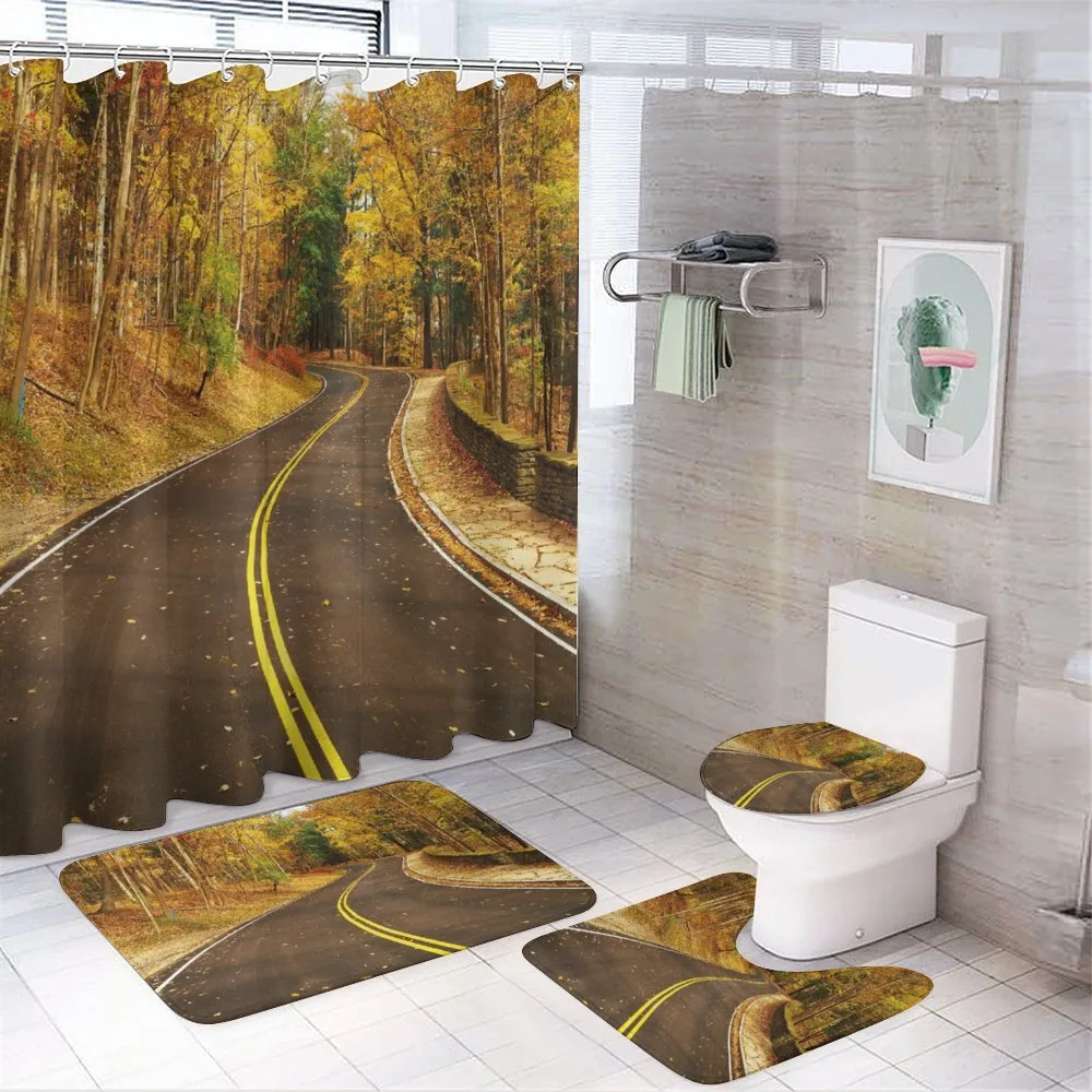 Autumn Scenery Roadway — 4-Piece Bathroom Set preview