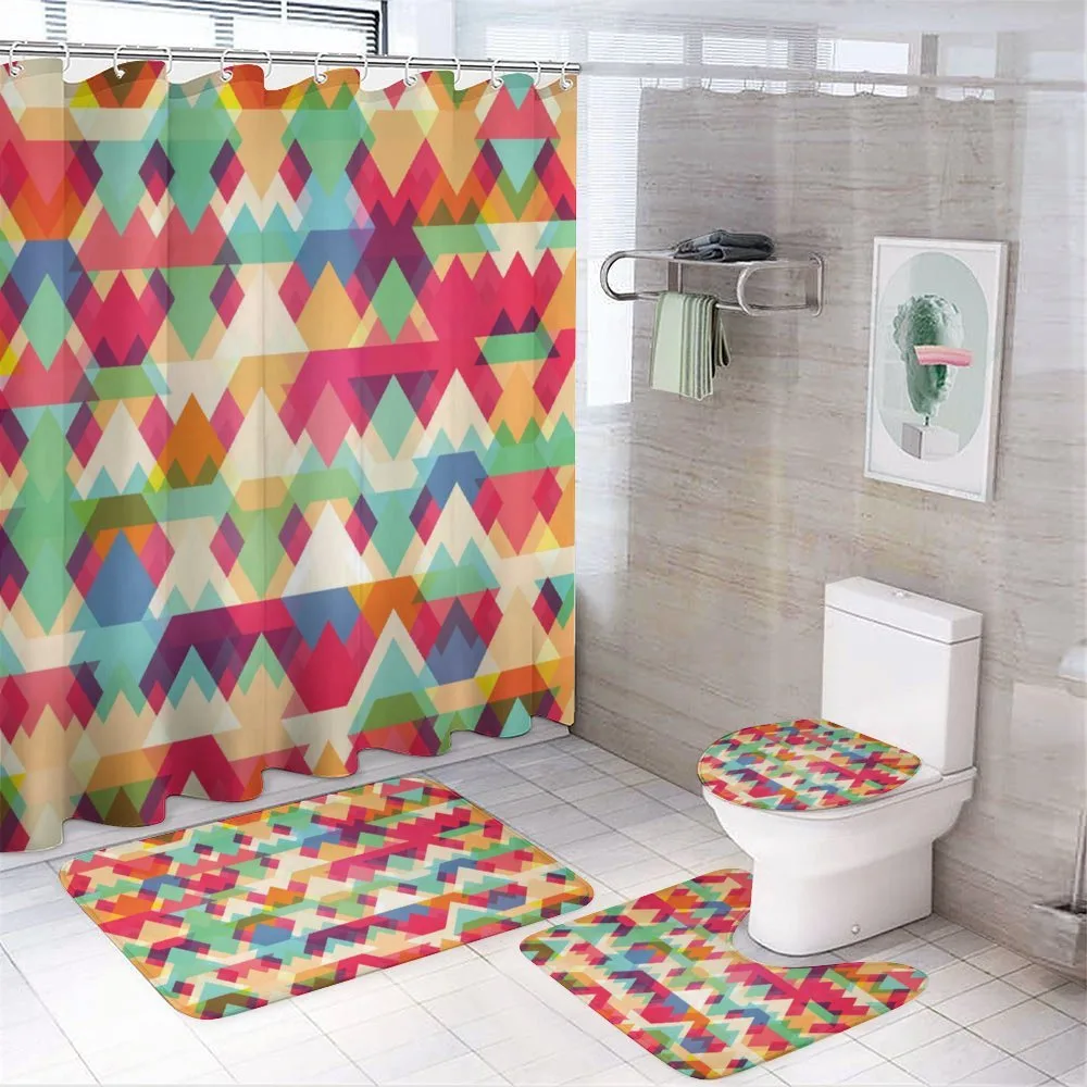 Colorful Triangles — 4-Piece Bathroom Set preview