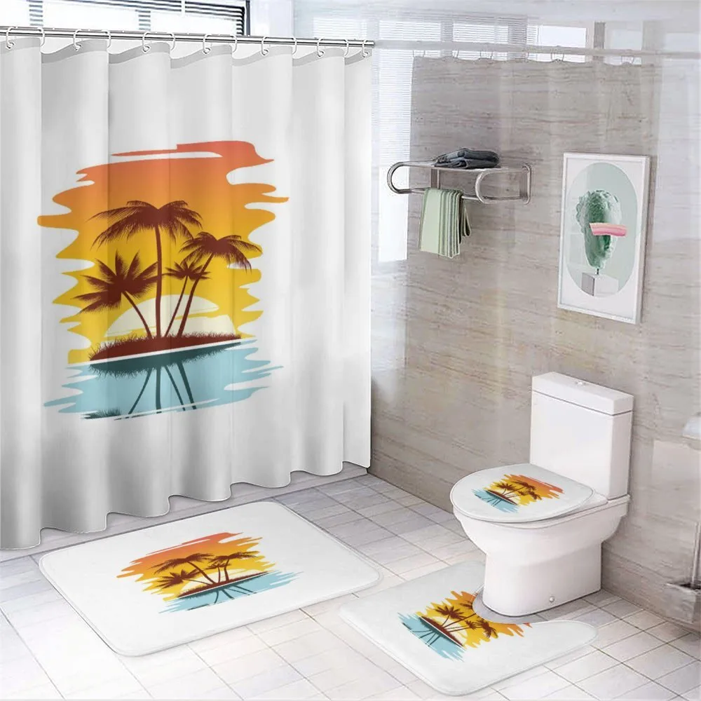 Exotic Palm Trees Sunset — 4-Piece Bathroom Set preview