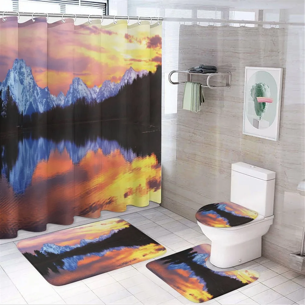 Grand Tetons View at Sunset — 4-Piece Bathroom Set preview
