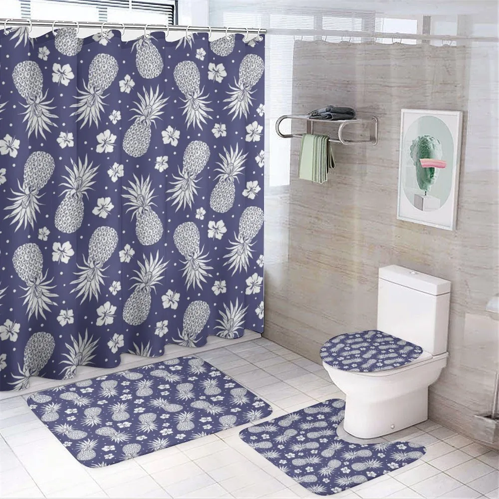 Pineapple Floral Vintage 4-Piece Bathroom Set product video