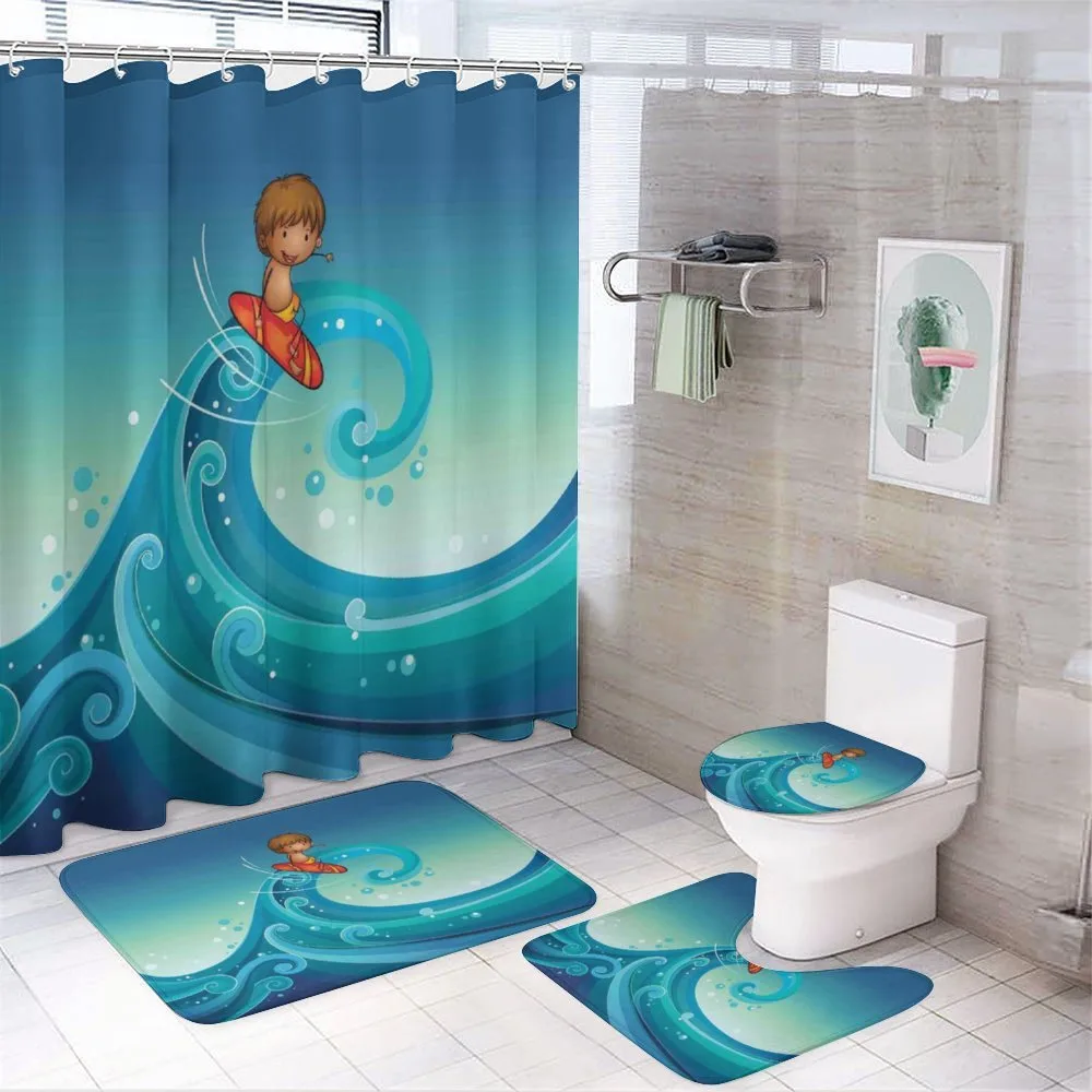 Surfing Baby Waves 4-Piece Bathroom Set product video