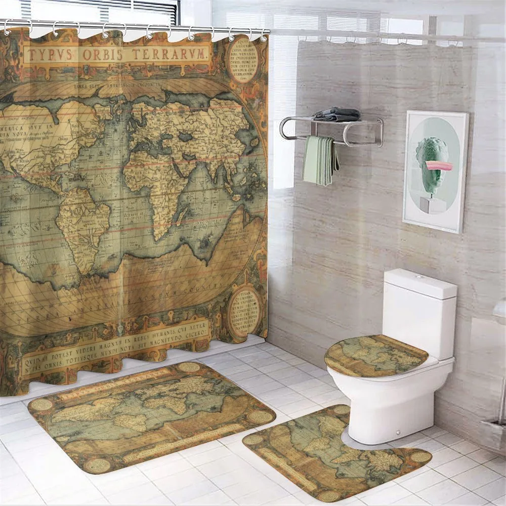 Vintage Atlas Old Chart — 4-Piece Bathroom Set preview