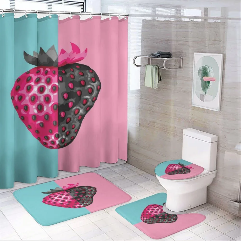 Abstract Strawberry Motif — 4-Piece Bathroom Set preview