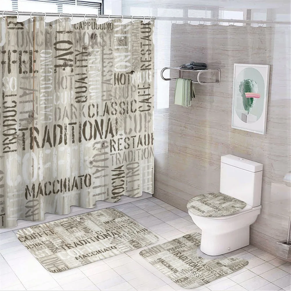 Coffee Phrase Espresso — 4-Piece Bathroom Set preview
