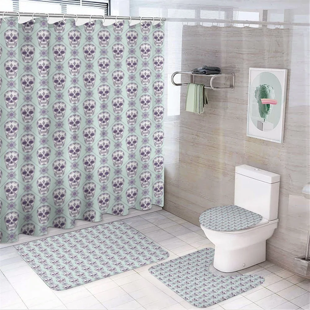 Floral Damask Skulls 4-Piece Bathroom Set product video