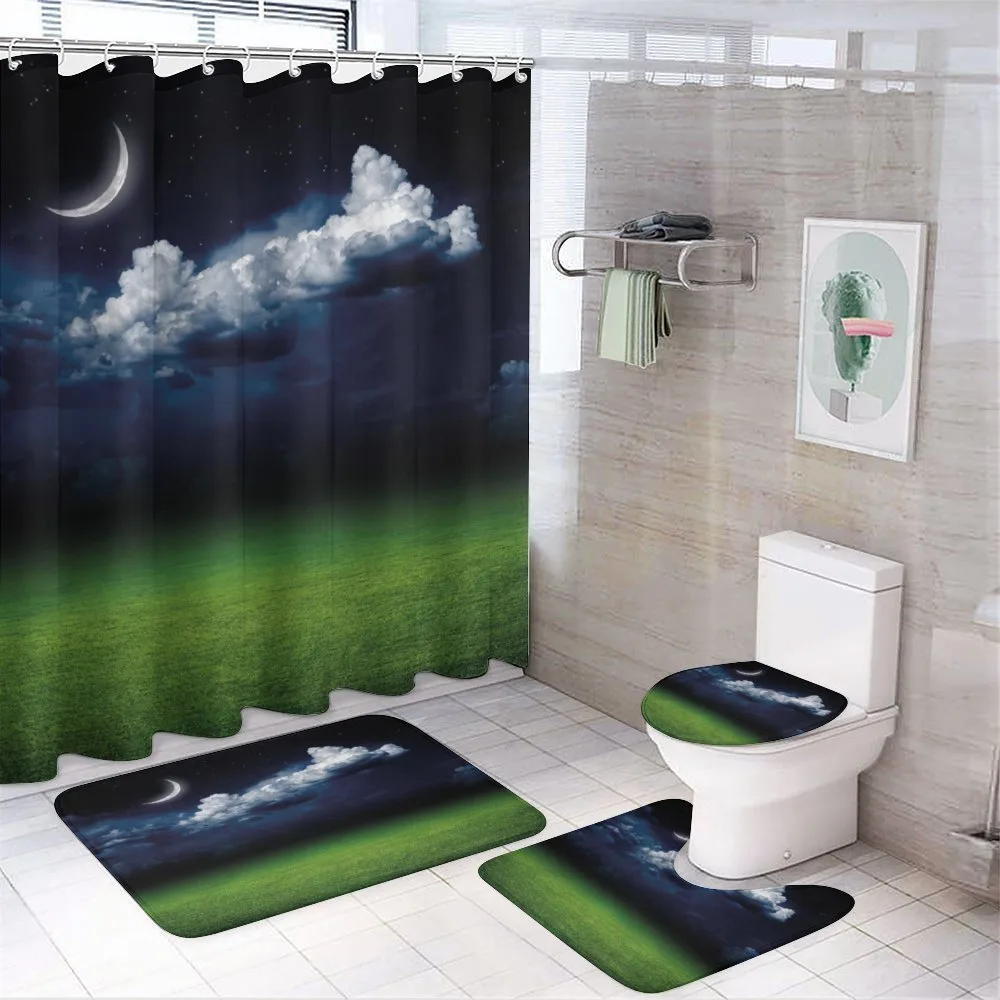 Green Grass Fluffy Clouds — 4-Piece Bathroom Set preview