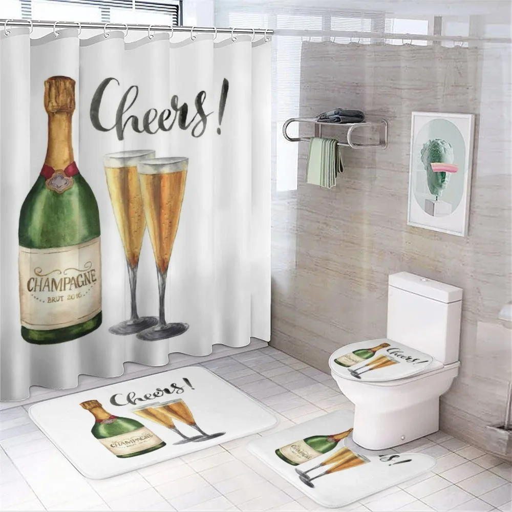 Watercolor Cheers Sketch — 4-Piece Bathroom Set preview